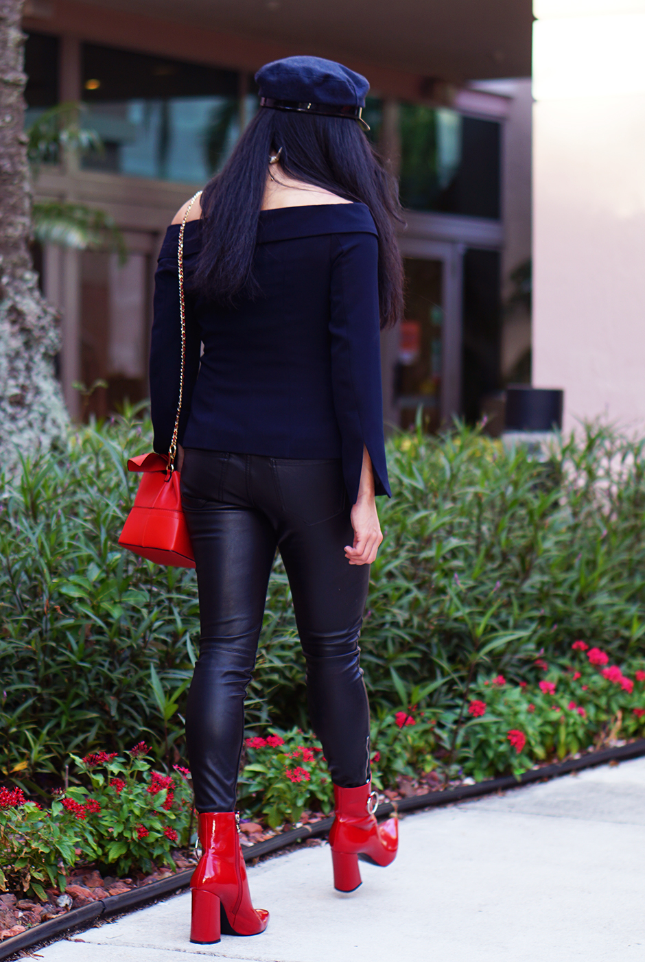 patent leather booties outfit